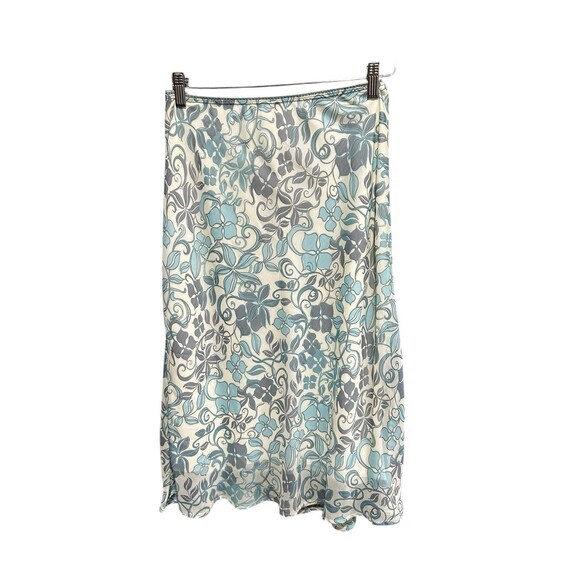 Connected Dresses & Skirts - Vinage Conneted Skirt Blue Foral Knee Length 90s Y2K Elastic Waist Midi Fairycor